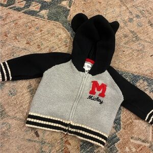 Baby Gap Disney Black and Gray Mickey Baby Cardigan Hoodie 3 6 month
